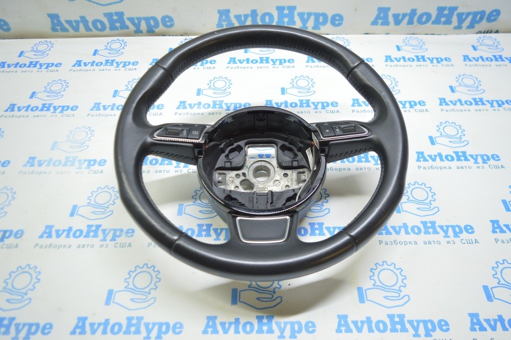 Руль голый Audi A3 8V 15-20 кожа, черный, под лепестки с глянцевой накладкой 8V0-419-689-V58