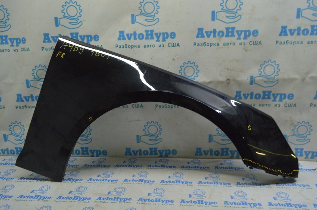Крыло переднее правое Audi A4 B9 17-19 (01) черное, тычки, примято