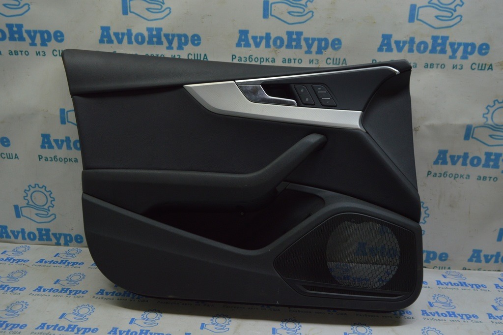 Обшивка двери карточка передняя левая Audi A4 B9 17-19 черная, под память