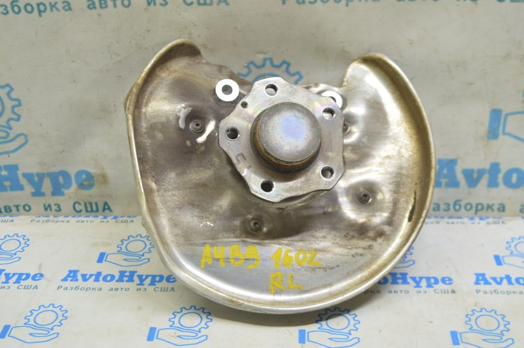 Цапфа со ступицей и кожухом задняя левая Audi A4 B9 17- FWD ступица тип 2, кожух под 300м (02)