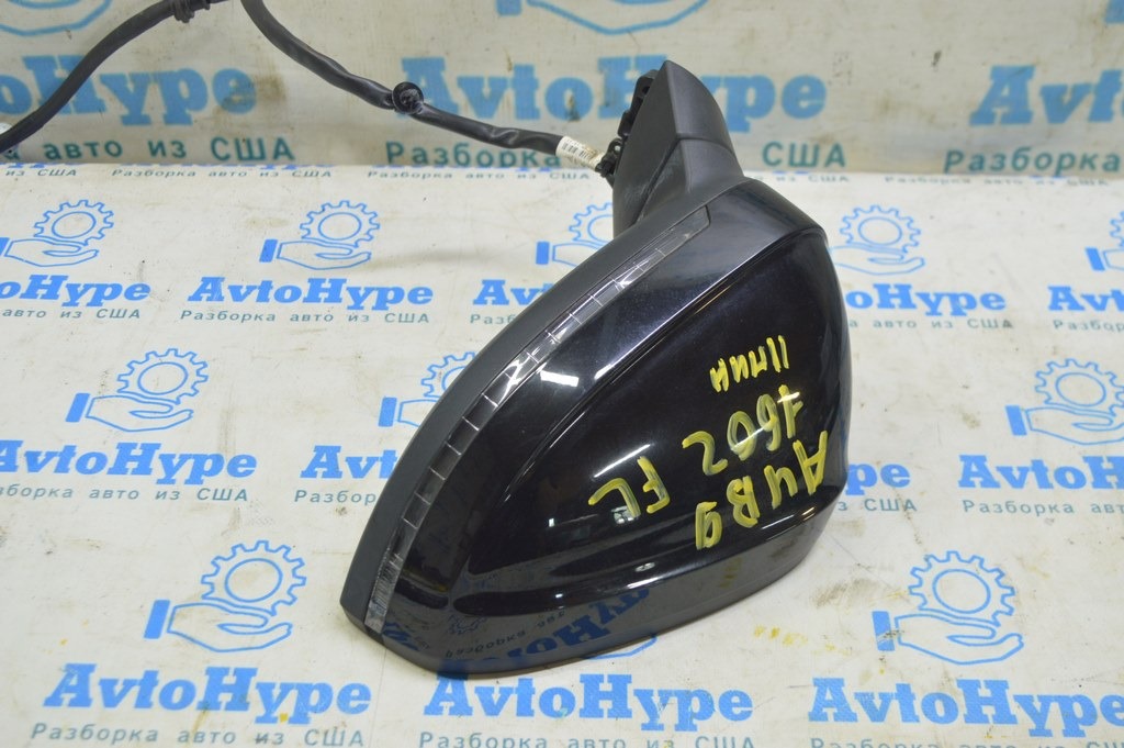 Зеркало боковое левое Audi A4 B9 17-19 11 пинов, поворотник, черное (02)