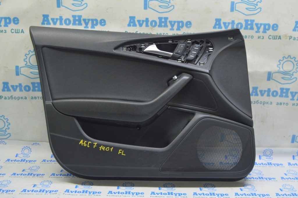 Обшивка двери карточка передняя лев Audi A6 C7 12-18 кожа черн