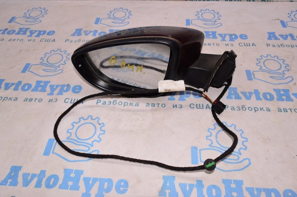 Зеркало боковое левое VW Passat b7 USA (02) 6пин бургунди