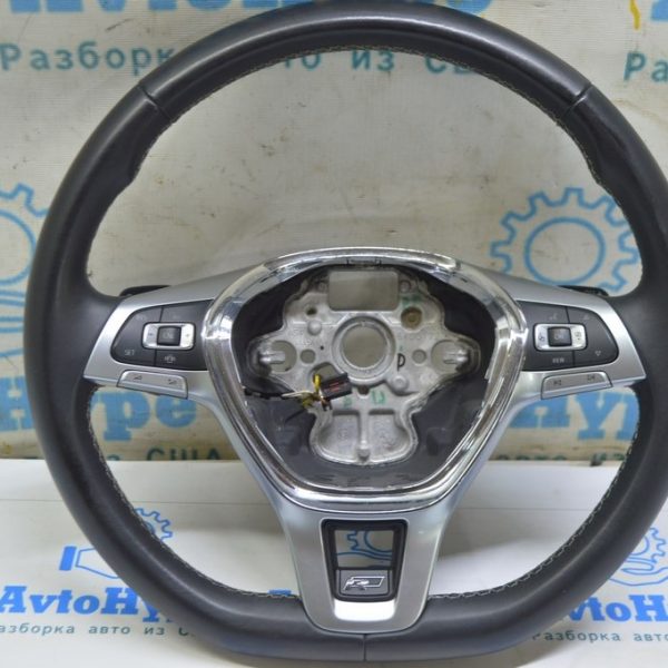 Руль (голый) VW Touareg 18- черн, кожа, белая строчка (01)