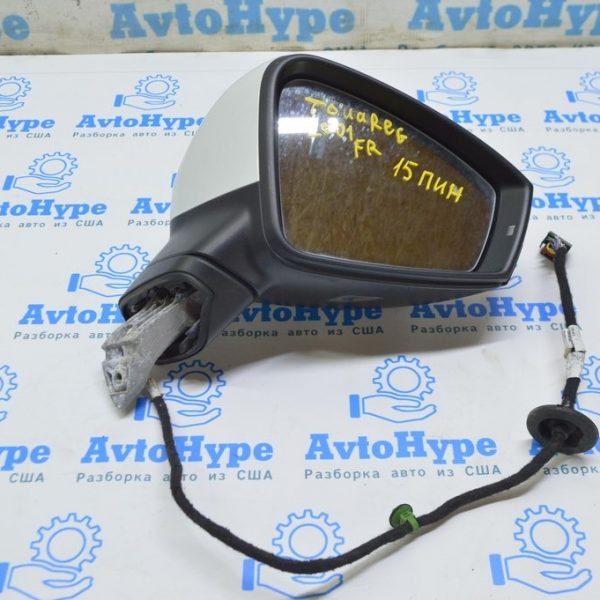 Зеркало боковое правое VW Touareg 18- белое, 15 пин, поворот,подсвет,подогрев,автозатемн (01)