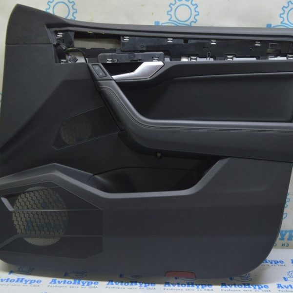 Обшивка двери (карточка) перед прав VW Touareg 18- черн, кожа, вставка глянец, под память